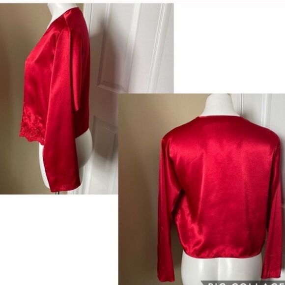 Victoria’s Secret Vintage Gold Label Red Satin Embroidered Top - Picture 7 of 8